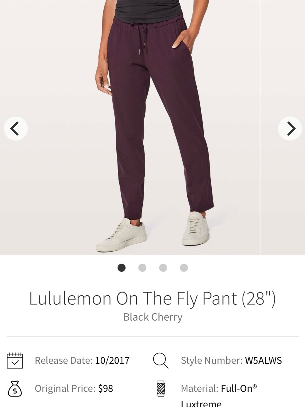 Lululemon On The Fly Pants in Black Cherry